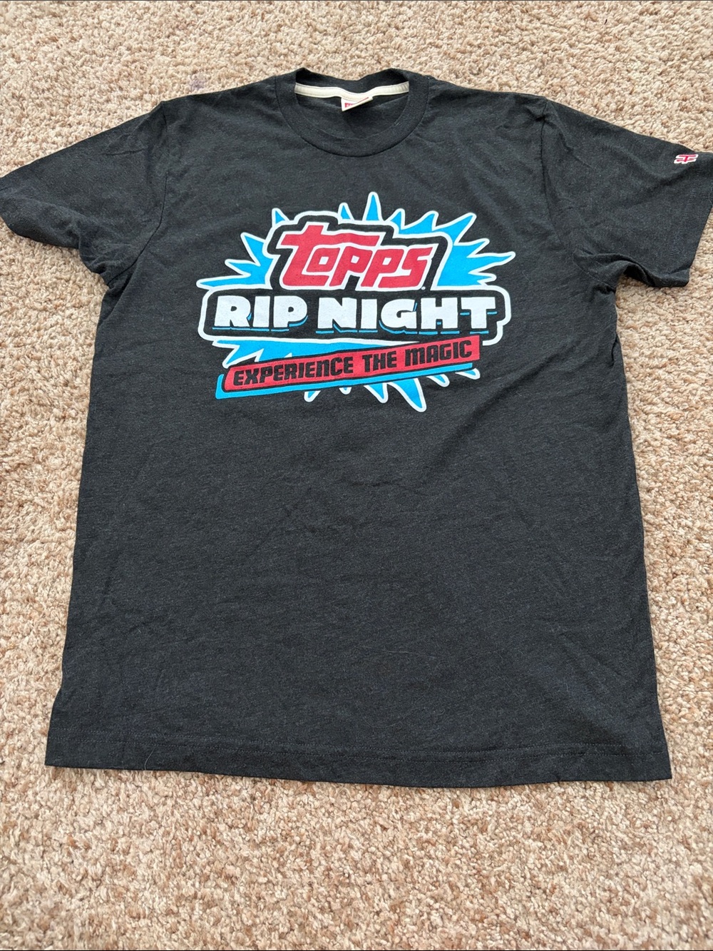 Topps Black Tee with Red & Teal Logo Graphic